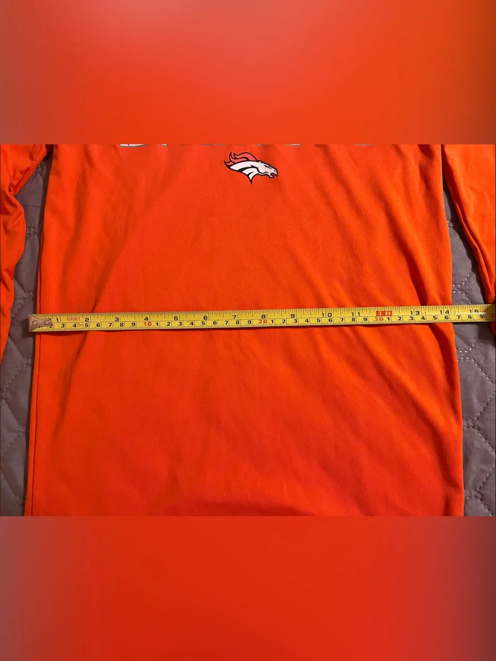 NFL Denver Broncos Long Sleeve Tee - Bright Orange with White Logo